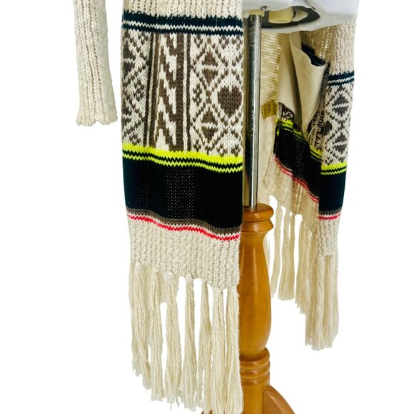 Vintage Y2K Princess Vera Wang Fringe Boho Multicolor Knit Cardigan Cottagecore - Picture 7 of 15
